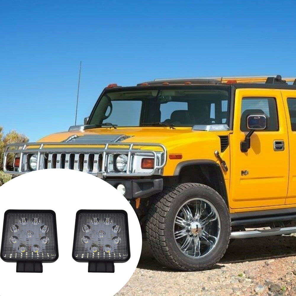 Set 2 x Proiectoare auto patrate, 54W/set, 9LED, 3.5 cm, 10/30V