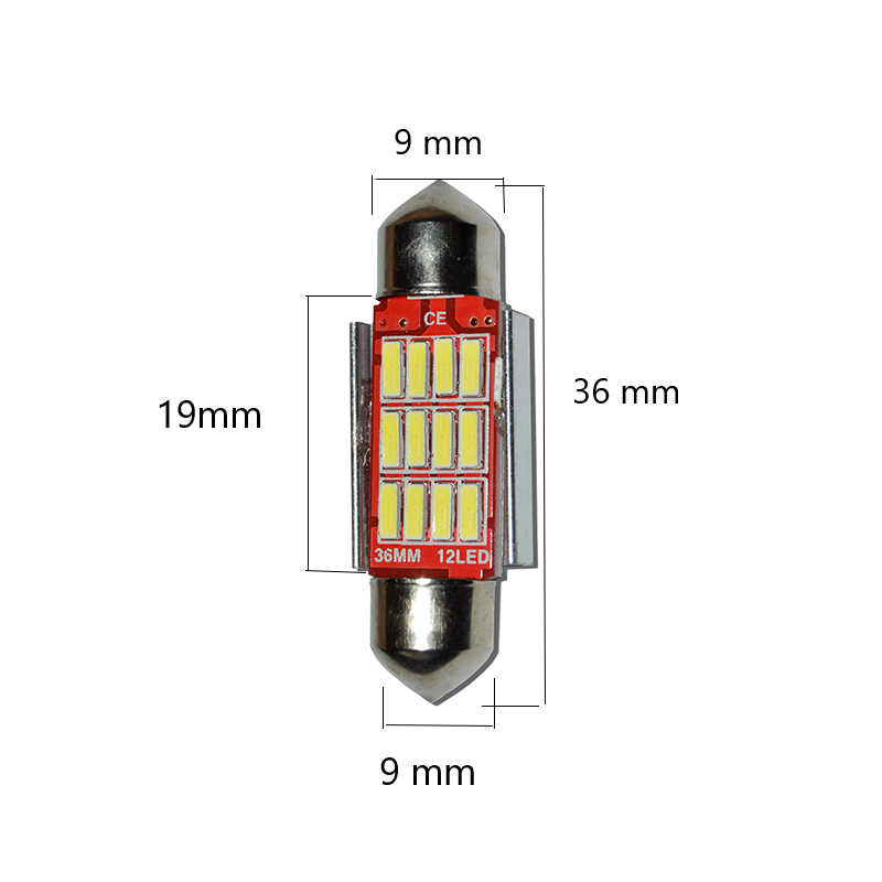 Set 2 x Bec LED 41mm SOFIT, 12LED, 12V, ALB, 4012