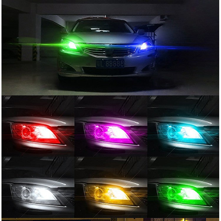 Set 2 x becuri auto colorate pozitie T10, telecomanda, 12V, 6LED