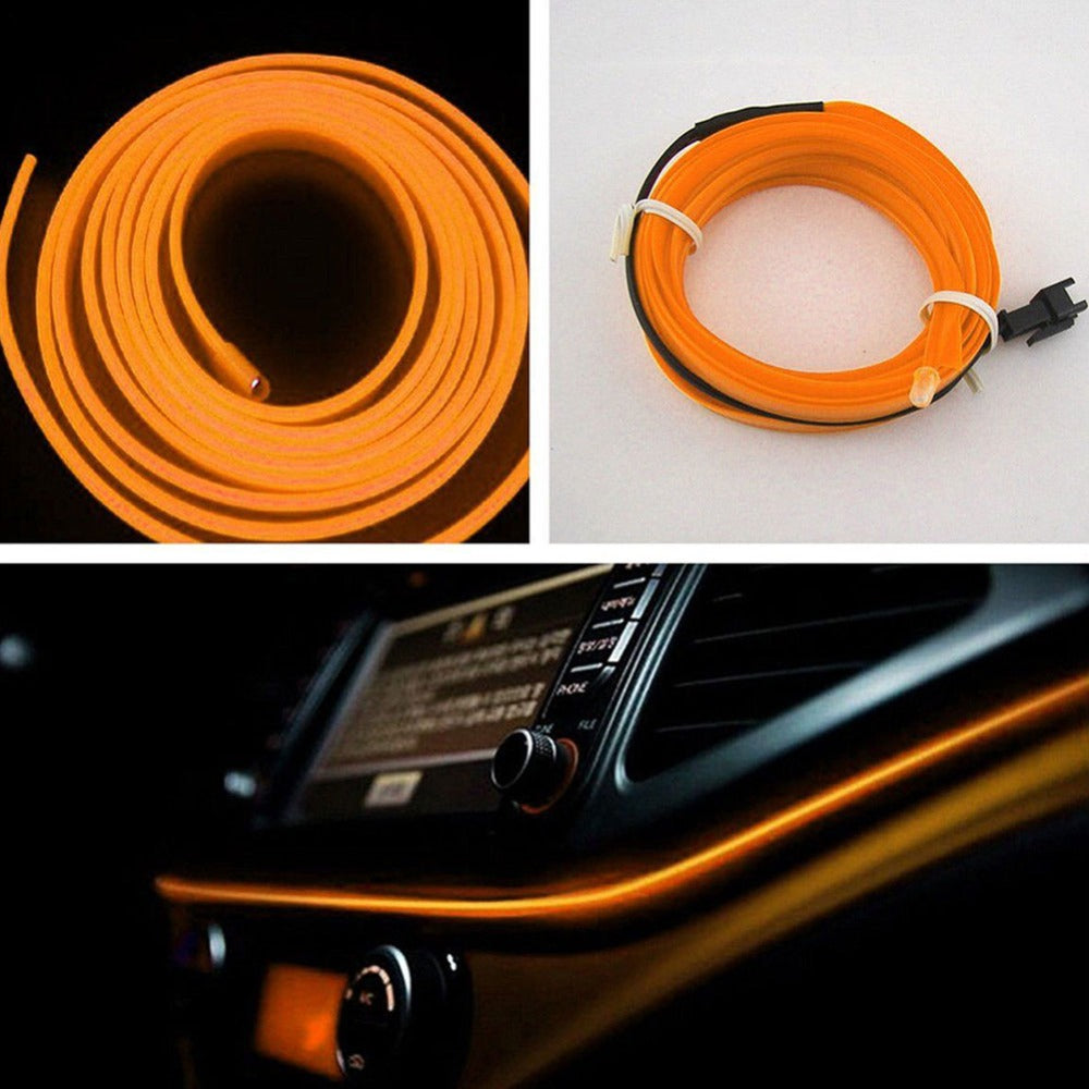 Banda neon auto, flexibila, 12V, 2m, portocaliu