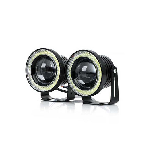 Set 2 x proiectoare auto LED, Angel Eyes, 89mm, IP65, 6000K