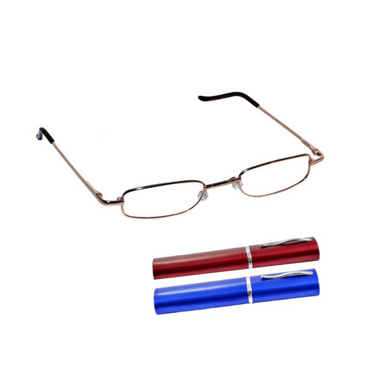 Ochelari pentru citit cu rama aurie si toc cu clips inclus