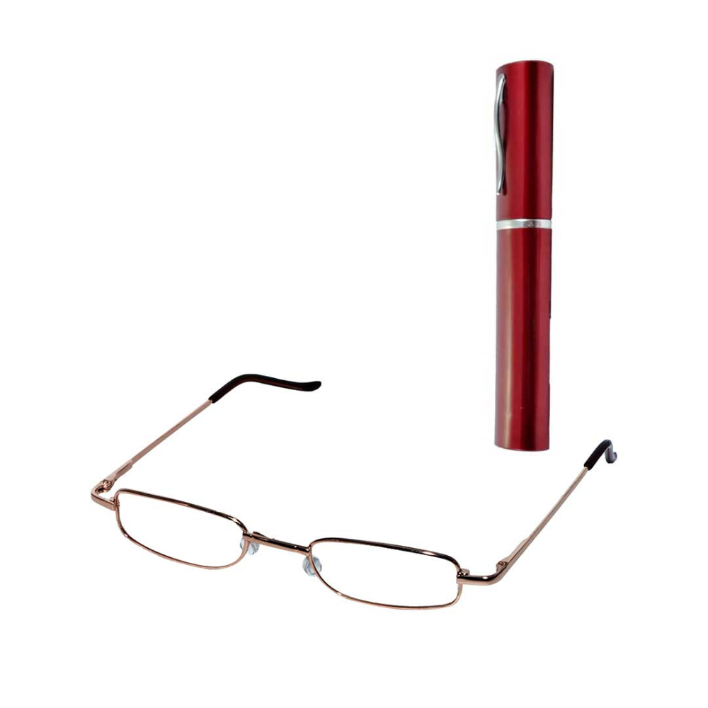 Ochelari pentru citit cu rama aurie si toc cu clips inclus