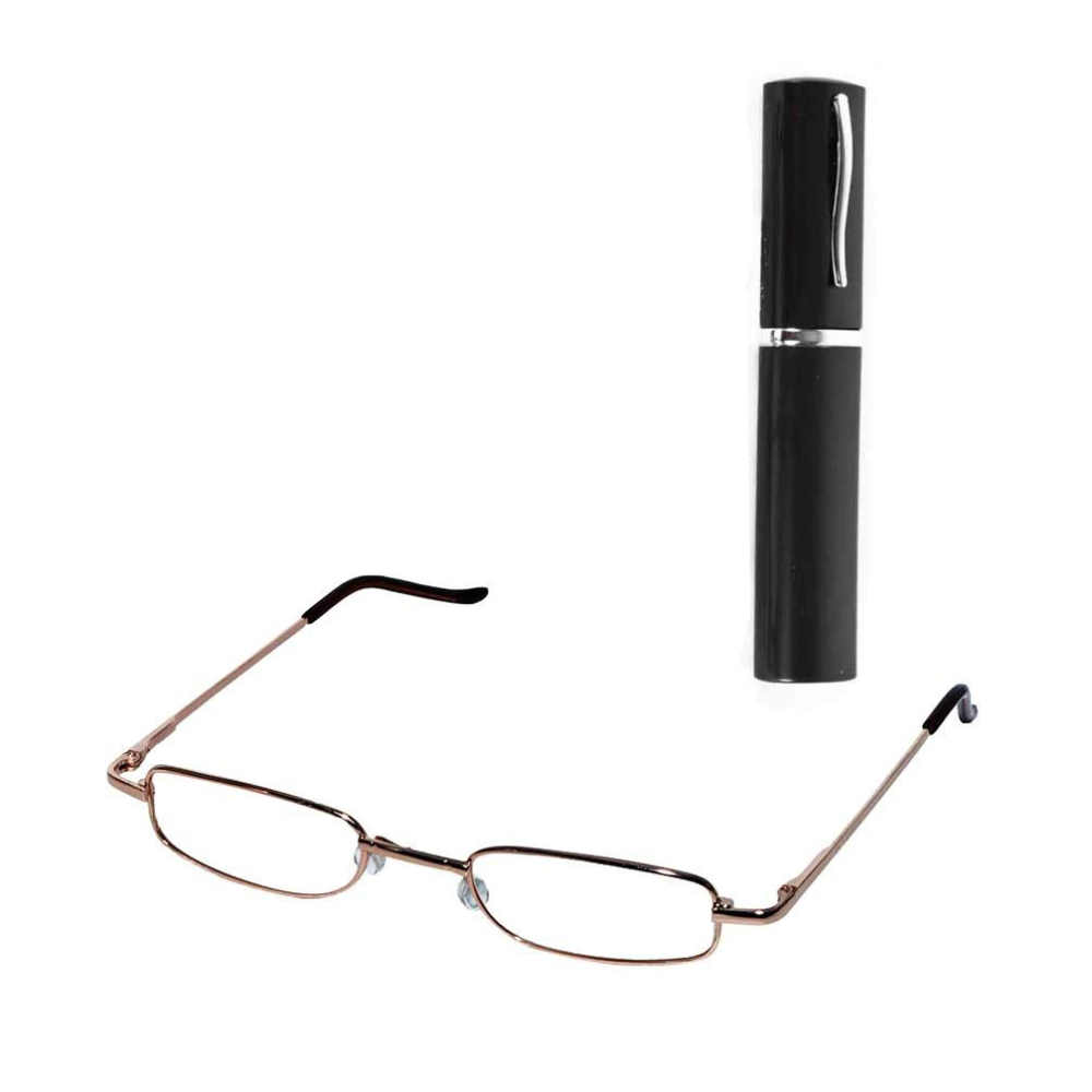 Ochelari pentru citit cu rama aurie si toc cu clips inclus