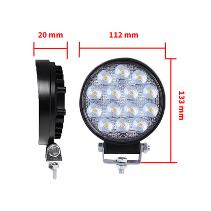 Set 2 x Proiectoare 14LED rotunde, 84W/set, 10/30V, IP67, 6500K