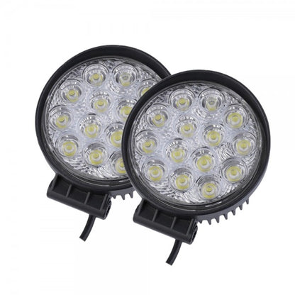 Set 2 x Proiectoare 14LED rotunde, 84W/set, 10/30V, IP67, 6500K