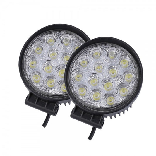 Set 2 x Proiectoare 14LED rotunde, 84W/set, 10/30V, IP67, 6500K