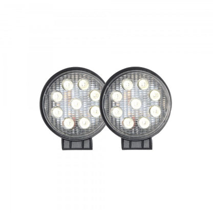 Set 2x Proiectoare rotunde auto, 27W, 9 Leduri