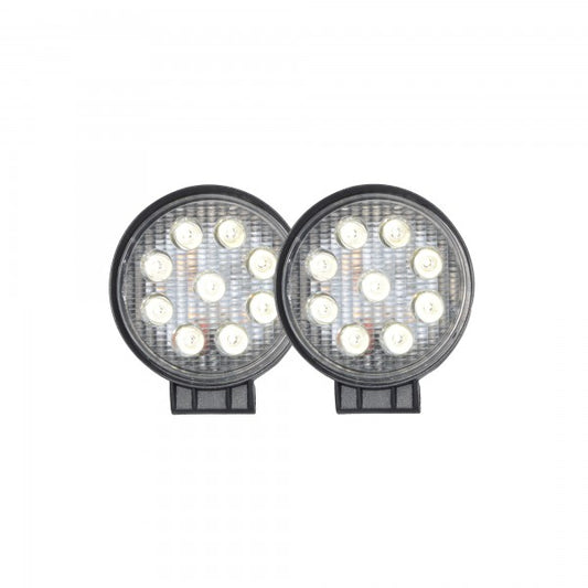 Set 2x Proiectoare rotunde auto, 27W, 9 Leduri