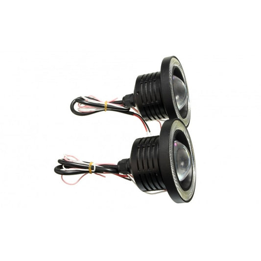 Set 2 x proiectoare auto LED, Angel Eyes, 64mm, IP65, 12V
