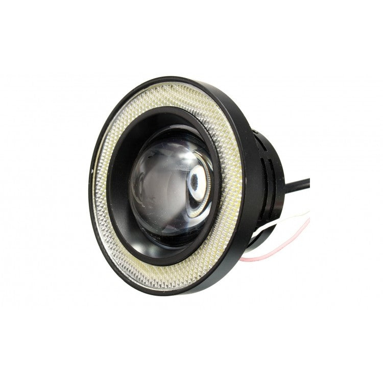 Set 2 x proiectoare auto LED, Angel Eyes, 64mm, IP65, 12V