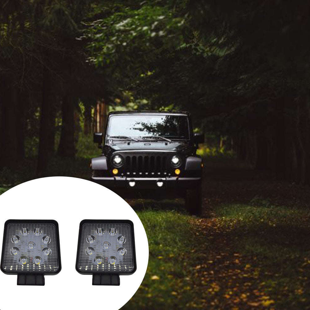 Set 2 x Proiectoare auto patrate, 54W/set, 9LED, 3.5 cm, 10/30V