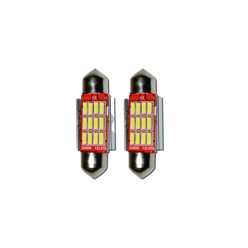 Set 2 x Bec LED 41mm SOFIT, 12LED, 12V, ALB, 4012