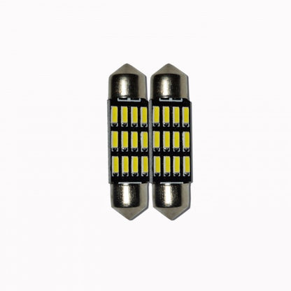 Set 2 x Bec LED 36mm, 12LED SMD, 12V, ALB, 4014