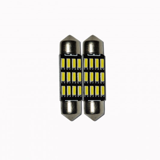 Set 2 x Bec LED 36mm, 12LED SMD, 12V, ALB, 4014