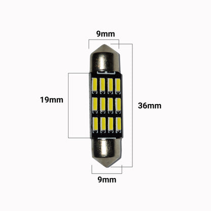 Set 2 x Bec LED 36mm, 12LED SMD, 12V, ALB, 4014