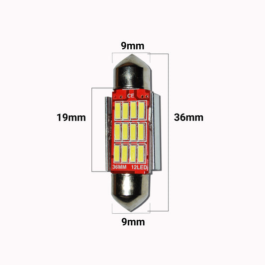 Set 2 x Bec LED 36mm SOFIT, 12LED, 12V, ALB, 4012