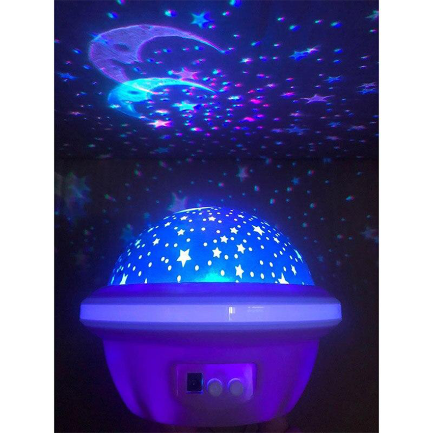 Proiector rotativ Luna si Stele, diverse culori, USB