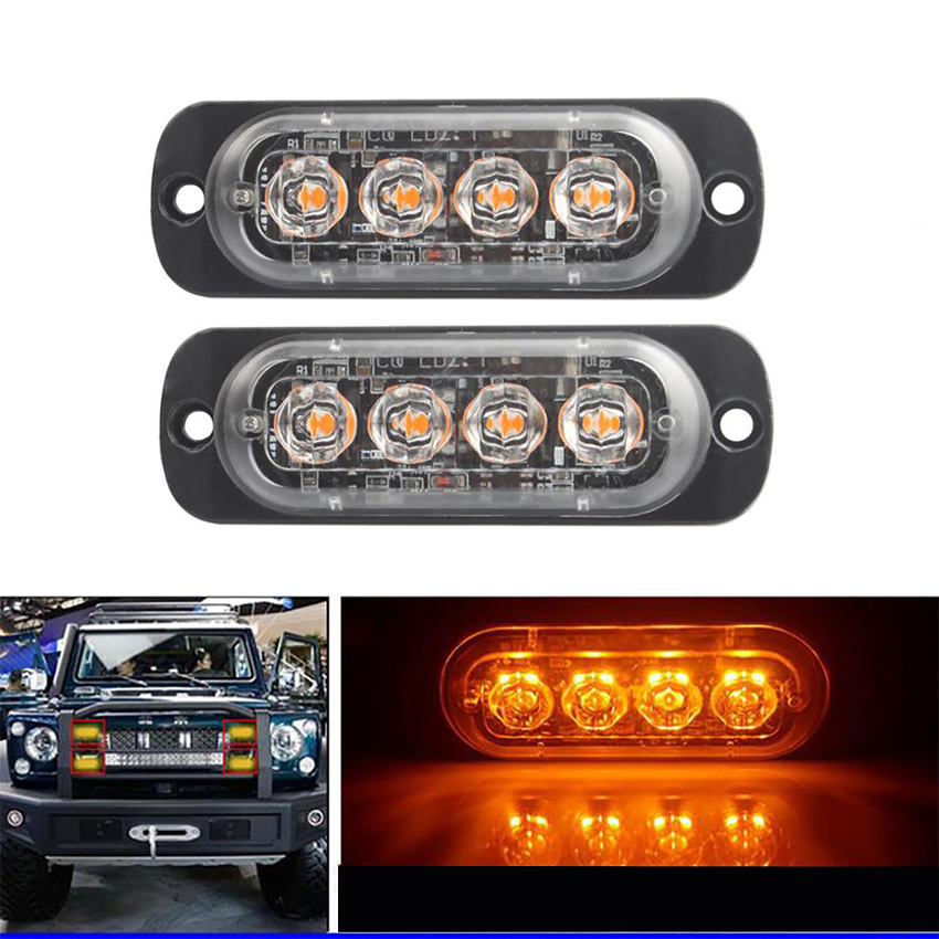 Set 2 x Lampa auto de avertizare, 4 LED, 12W