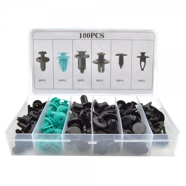 Set cleme auto de fixare, universale, 100 piese, plastic