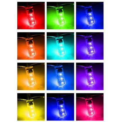 Set 2 x becuri auto colorate pozitie T10, telecomanda, 2W, 6LED