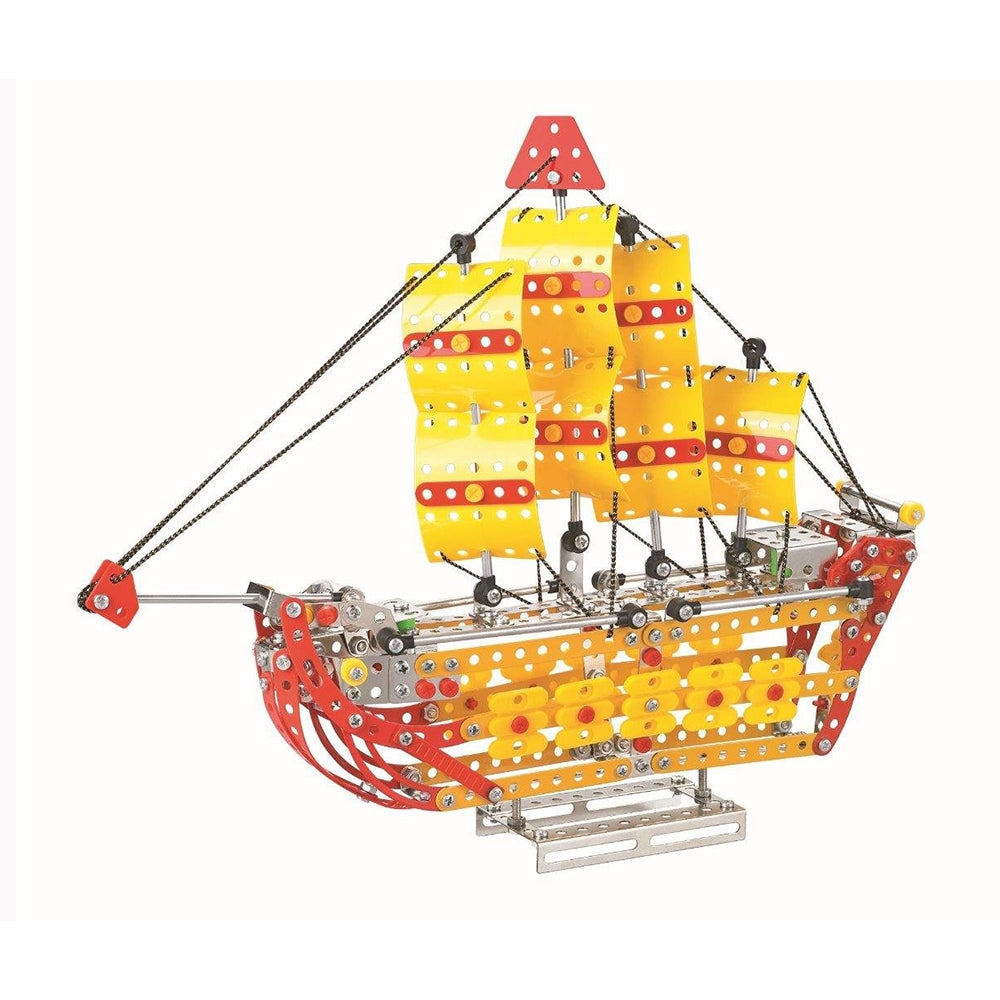 Set de constructie pentru copii, Vapor, 455 piese metalice