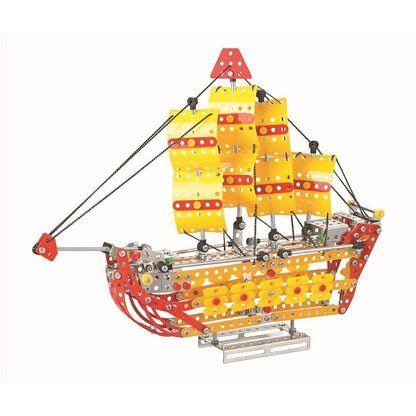 Set de constructie pentru copii, Vapor, 455 piese metalice