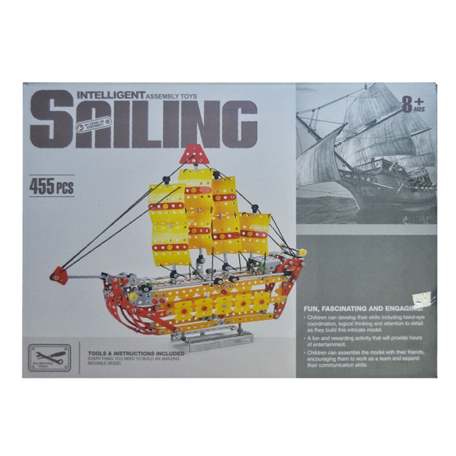 Set de constructie pentru copii, Vapor, 455 piese metalice