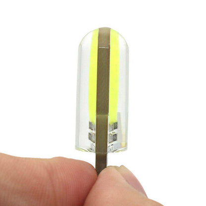 Set 2 x becuri auto T10, COB, 5W, Canbus, alb / albastru, 12LED