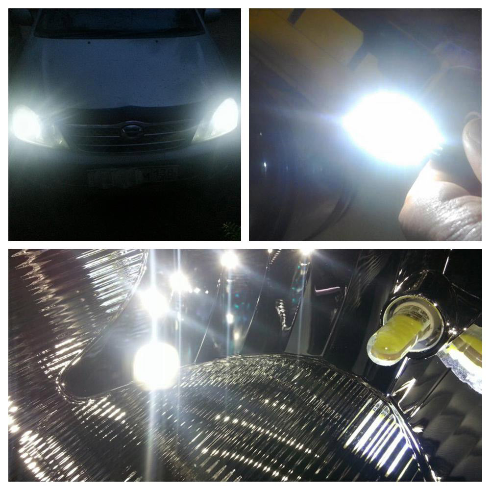 Set 2 x becuri auto T10, COB, 5W, Canbus, alb / albastru, 12LED