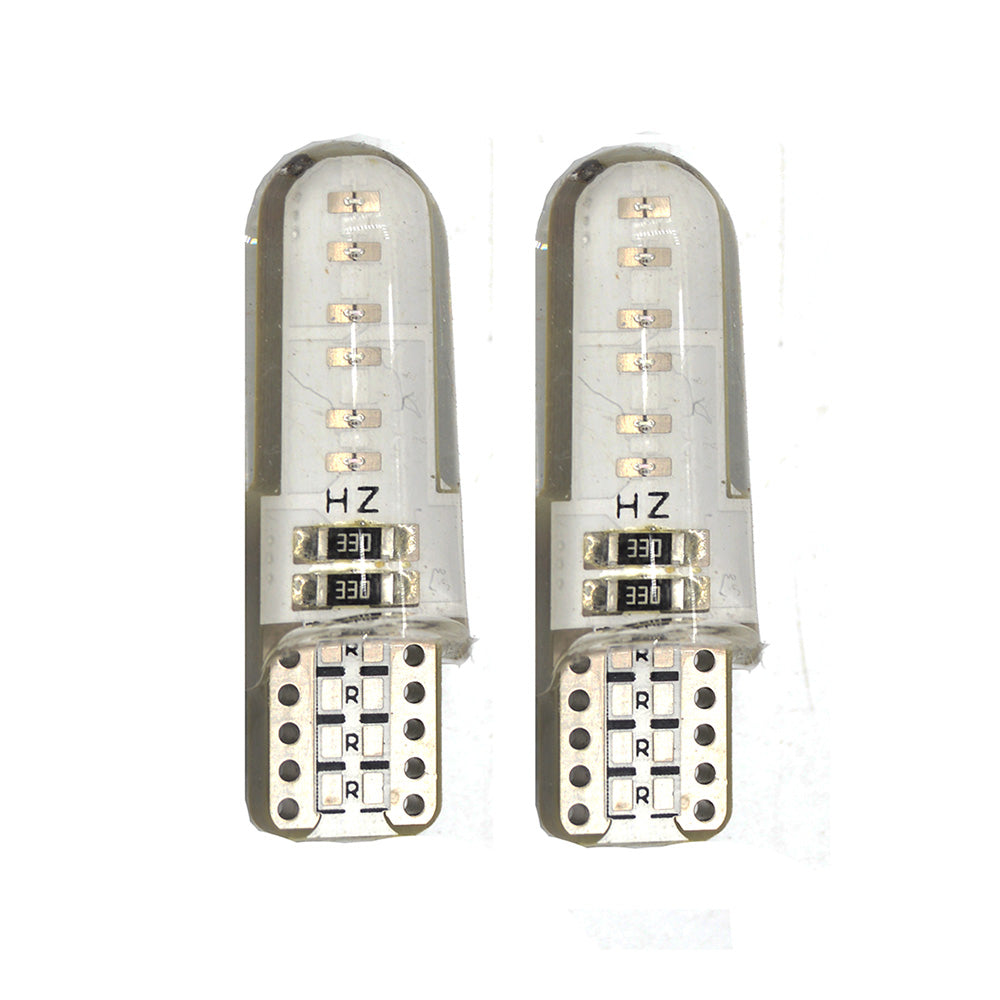 Set 2 x becuri auto T10, COB, 5W, Canbus, alb / albastru, 12LED
