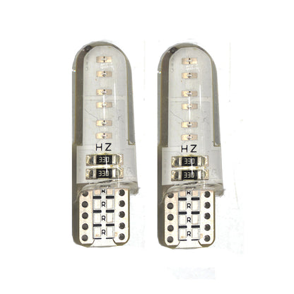 Set 2 x becuri auto T10, COB, 5W, Canbus, alb / albastru, 12LED