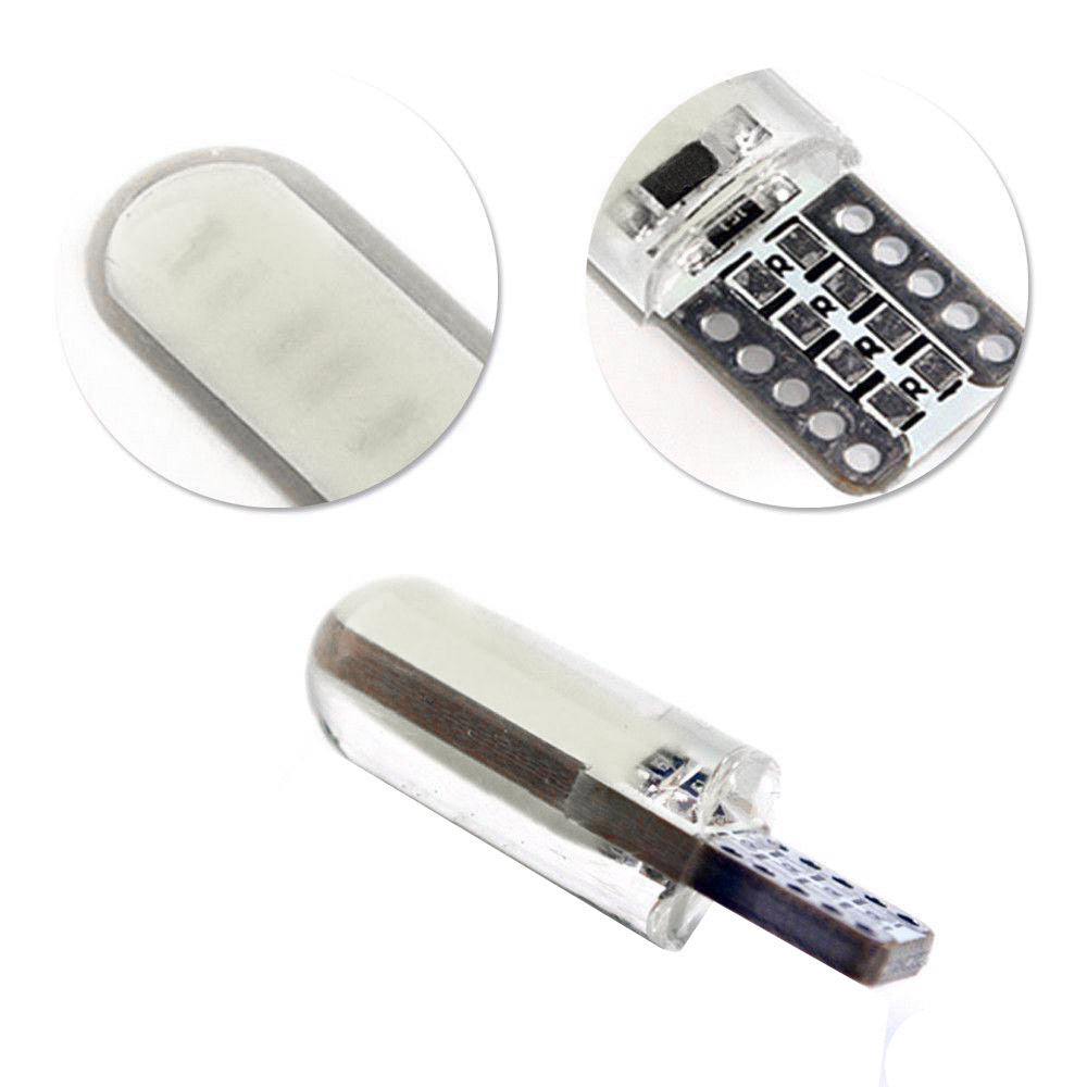 Set 2 x becuri auto T10, COB, 5W, Canbus, alb / albastru, 12LED