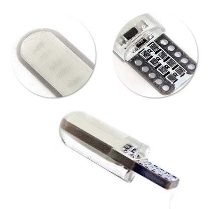 Set 2 x becuri auto T10, COB, 5W, Canbus, alb / albastru, 12LED