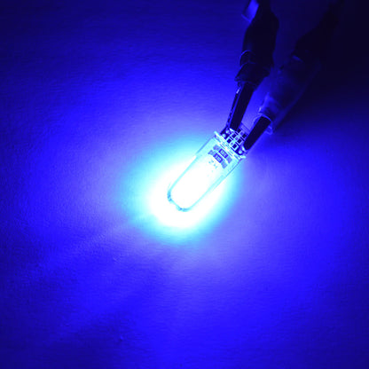 Set 2 x becuri auto T10, COB, 5W, Canbus, alb / albastru, 12LED