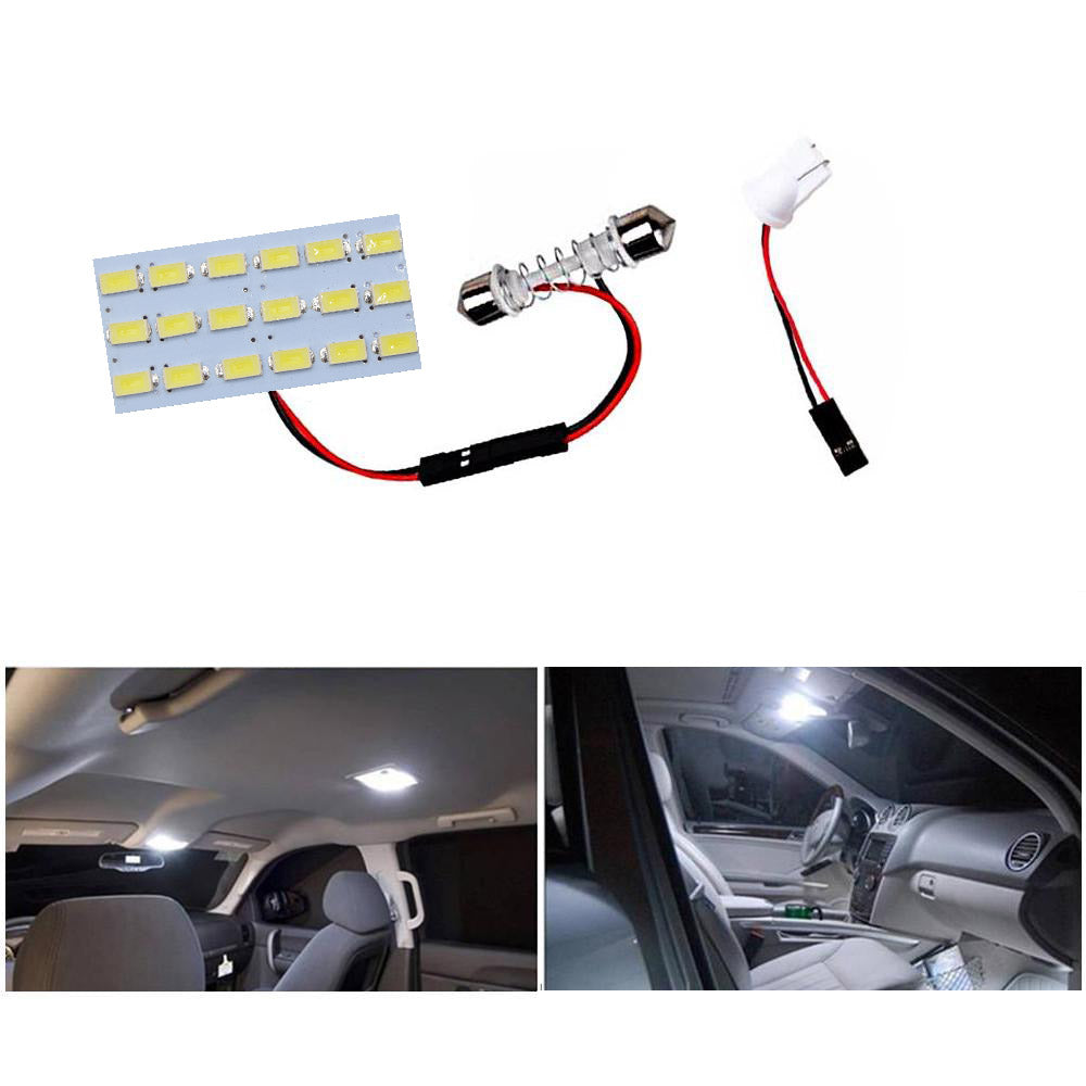 Set 2 x becuri auto LED, T10 / C5W, SMD, 5W, 2 modele, 18LED