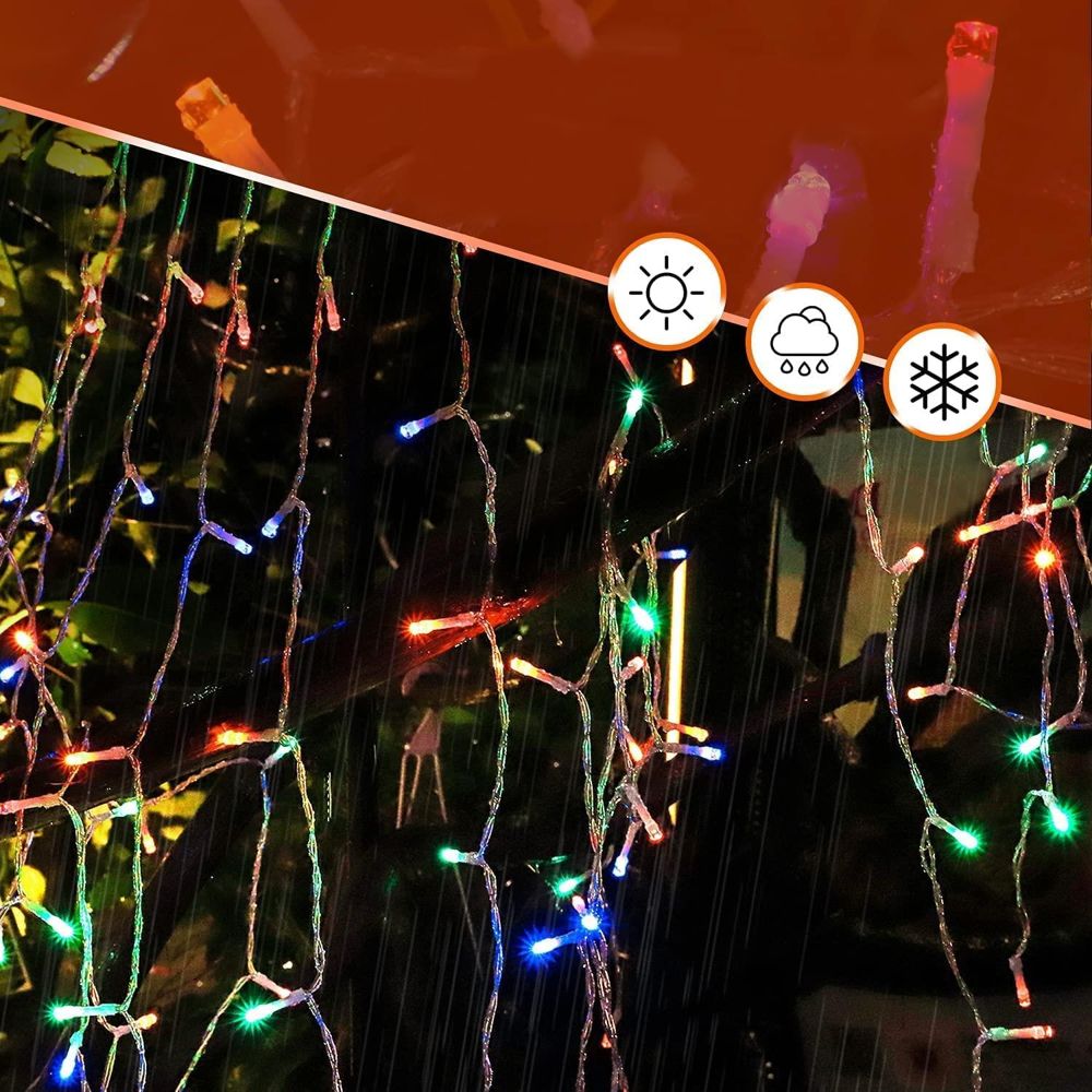 Instalatie solara tip turturi cu varf stea, 3,5 m, 350LED