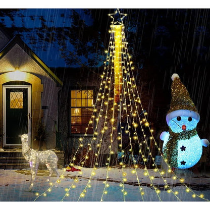 Instalatie solara tip turturi cu varf stea, 3,5 m, 350LED