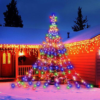 Instalatie solara tip turturi cu varf stea, 3,5 m, 350LED