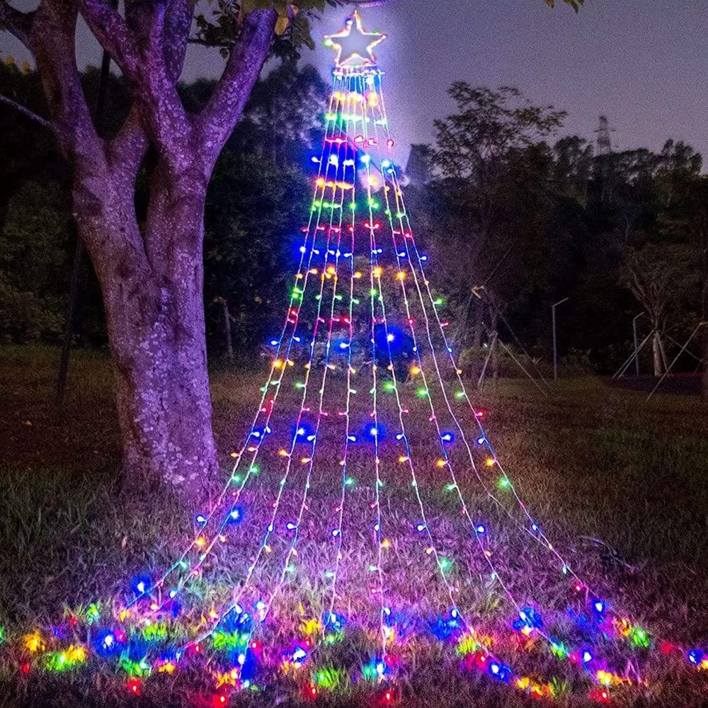 Instalatie solara tip turturi cu varf stea, 3,5 m, 350LED