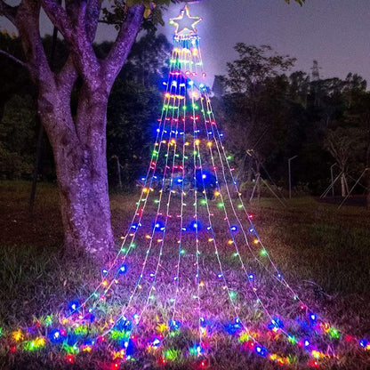 Instalatie solara tip turturi cu varf stea, 3,5 m, 350LED