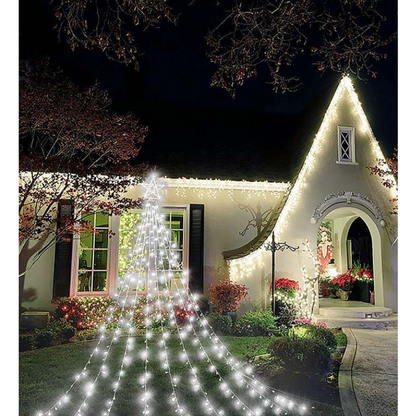 Instalatie solara tip turturi cu varf stea, 3,5 m, 350LED