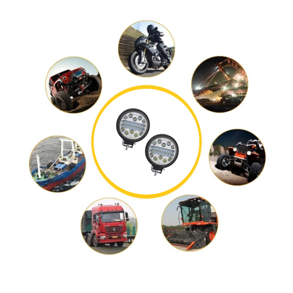 Set 2 x Proiectoare auto rotunde, 34 leduri, 102W per proiector