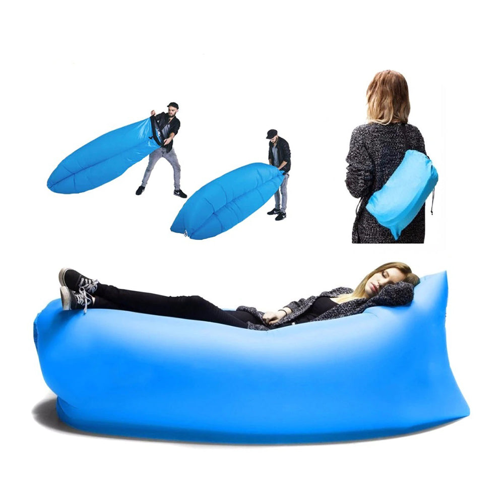 Saltea portabila, gonflabila tip sezlong, rucsac depozitare