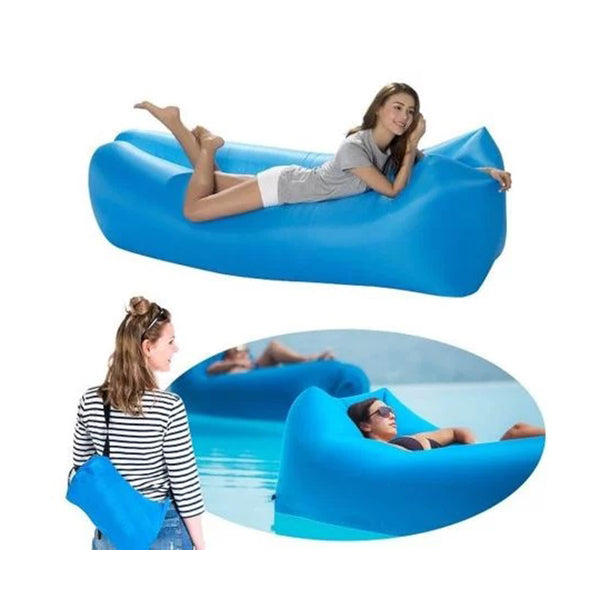 Saltea portabila, gonflabila tip sezlong, rucsac depozitare