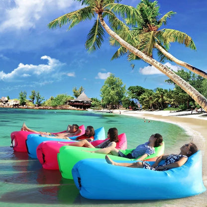 Saltea portabila, gonflabila tip sezlong, rucsac depozitare