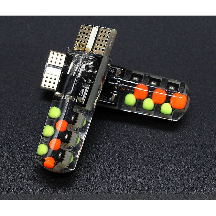 Set 2 x becuri auto colorate pozitie T10, telecomanda, 12V, 6LED