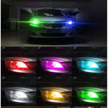 Set 2 x becuri auto colorate pozitie T10, telecomanda, 12V, 6LED