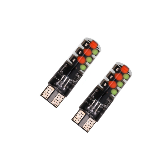 Set 2 x becuri auto colorate pozitie T10, telecomanda, 12V, 6LED
