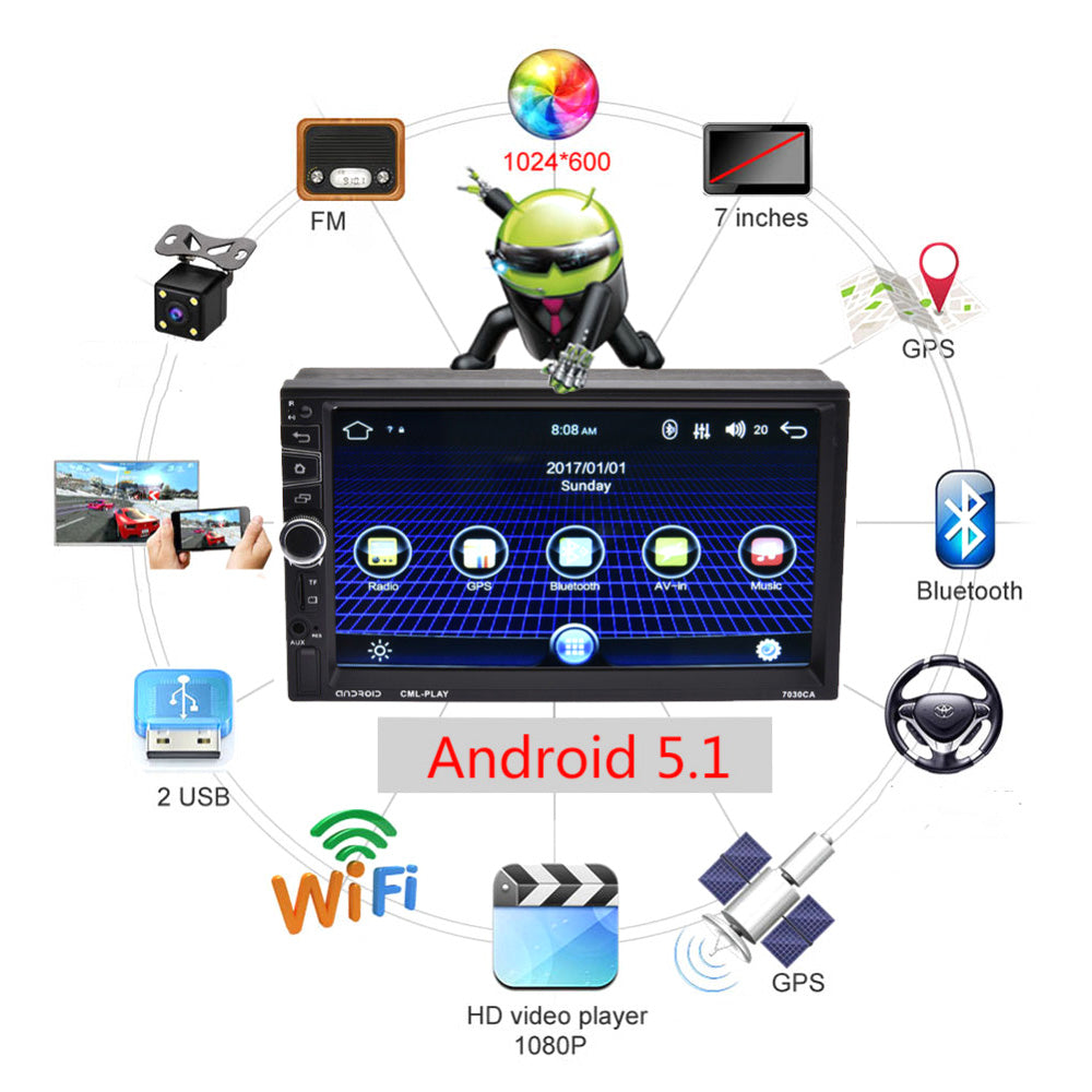 MP5 Player auto 2DIN 7030CA, LCD TFT 7", BT, GPS, Mirror Link